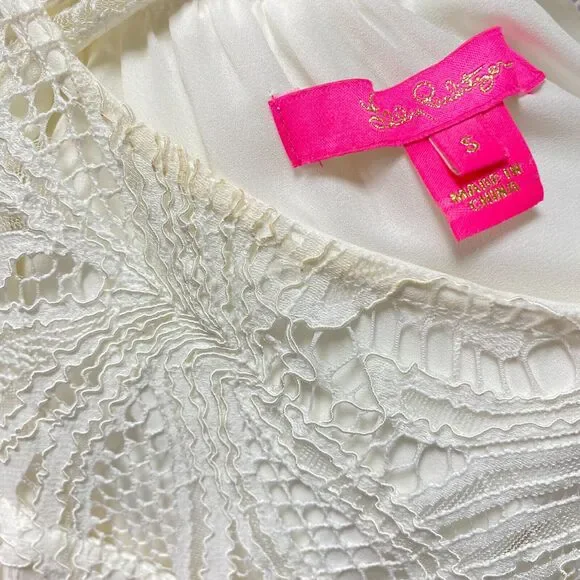 LILLY PULITZER Womens Size Small Keegan Top Style 003168 Coconut White Lace - Picture 5 of 7